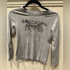 DEX Boys Size Medium Black & Grey Long Sleeve Tee Shirt Brooklyn NYC